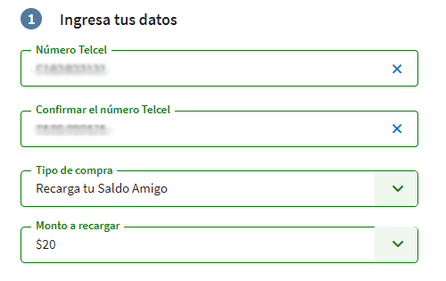 Recargar saldo Telcel Mexico desde el sitio oficial online