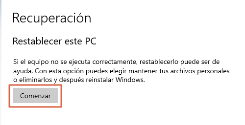 Problemas al guardar capturas de pantalla restableciendo Windows