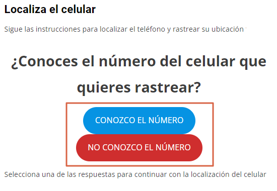 Rastrear un numero celular por satelite al usar el portal LocalizarCelular. Paso 2