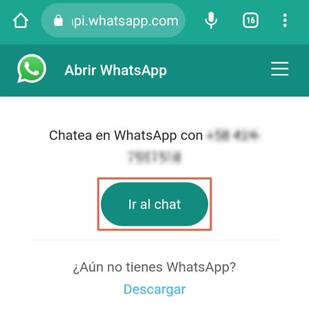 Como enviar mensajes en WhatsApp sin agregar contacto - Paso 3